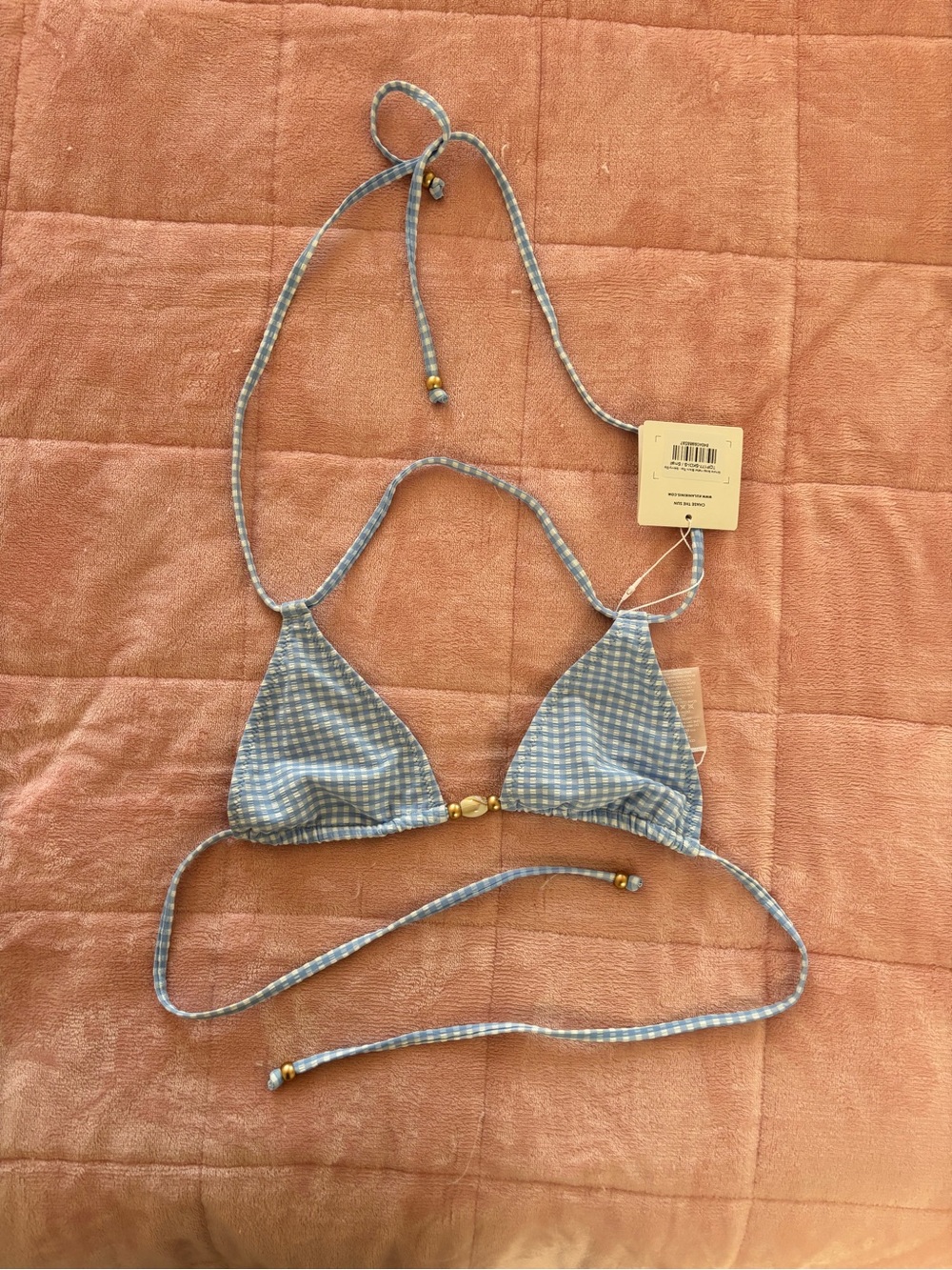 Kulani Kinis Blue Gingham Triangle Bikini Top